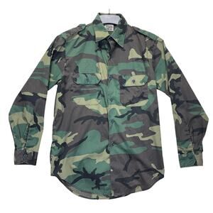 Gung Ho USA Camo Button Up Shirt Men’s Medium Woodland Military Style